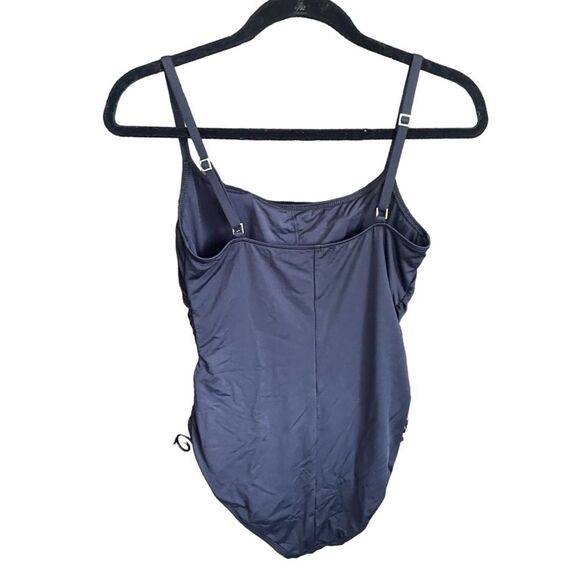 La Blanca Black Island Goddess Front Ruching One Piece Swimsuit Womens Size 12 - Picture 4 of 11